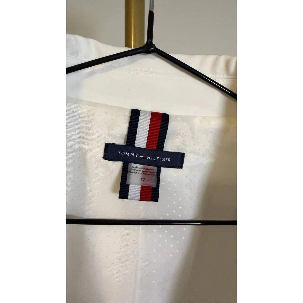Tommy Hilfiger Women’s Contrast-Trim Puff-Sleeve Jacket White Black 12 $159 NWT - Picture 4 of 6